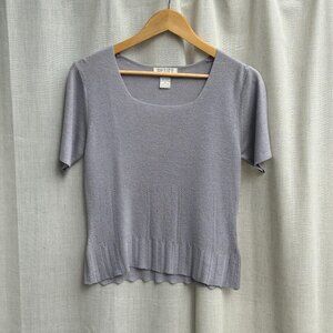 Vintage Petite Sophisticate Square Neck Knit Top Small 90s Minimalist